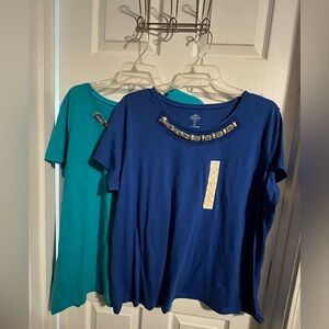 Plus size ladies dressy tops. Selling as a pair.